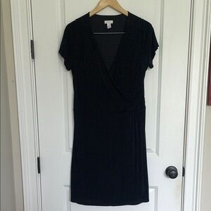 Chico’s Women’s MIDI Faux Wrap Dress Black L